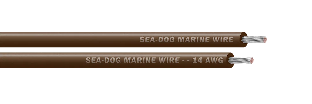 8014072 – SEA DOG Primary Wire, Stranded Conductor 14 Gauge Brown 100 Foot Spool Tinned Copper Conductor/ PVC Insulat...